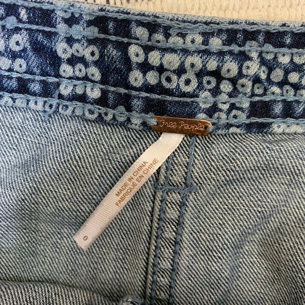 Free People Tribal Print Denim Mini Button Skirt - Picture 6 of 11